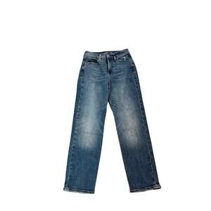 Old Navy Sky Hi Straight Button Fly Size 2 Blue Jeans Extra High Rise